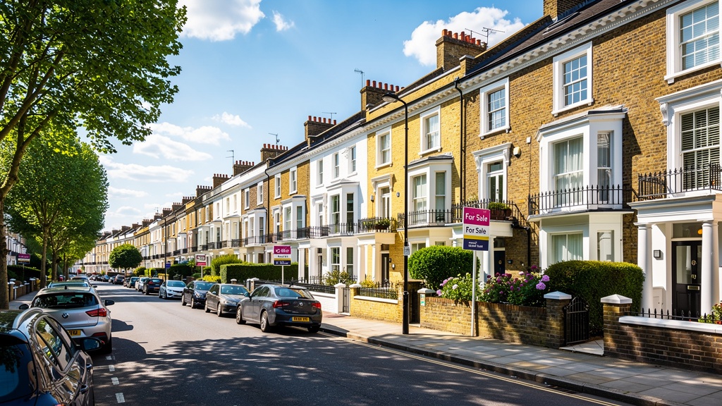 Ealing Broadway area West London residential street with Georgian and Victorian period houses