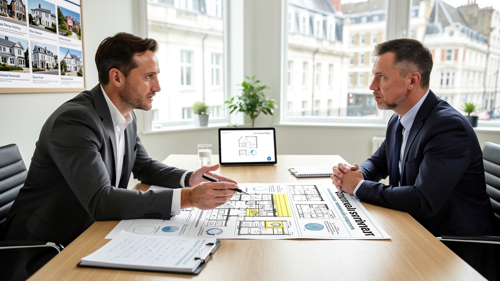 London property buyer negotiating price after survey findings with estate agent
