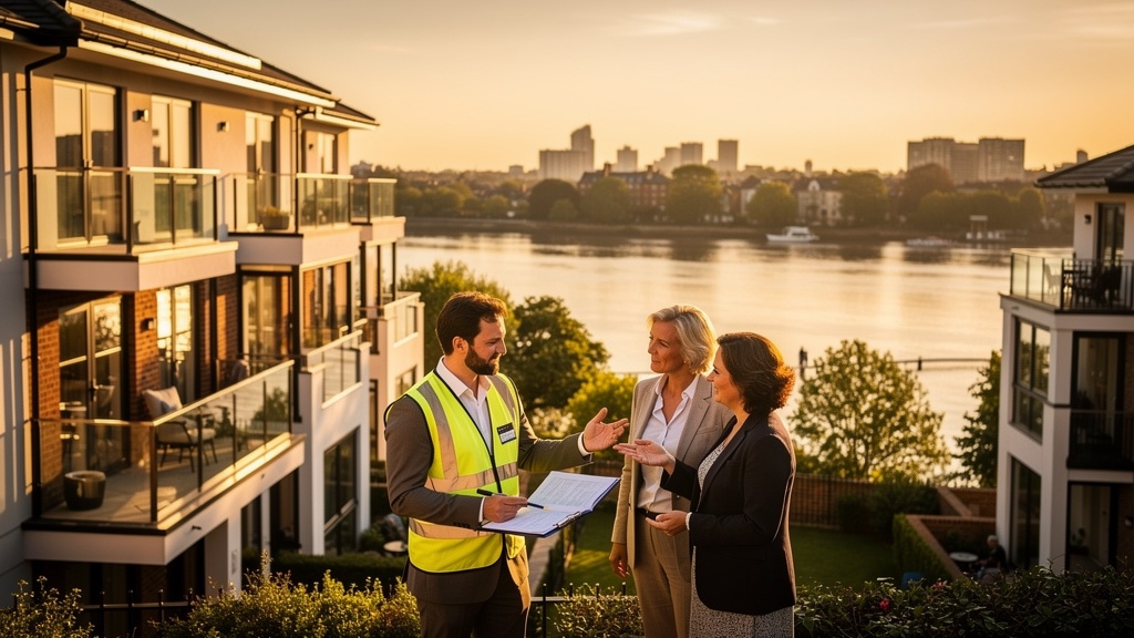 Richmond riverside luxury properties West London with surveyor and clients